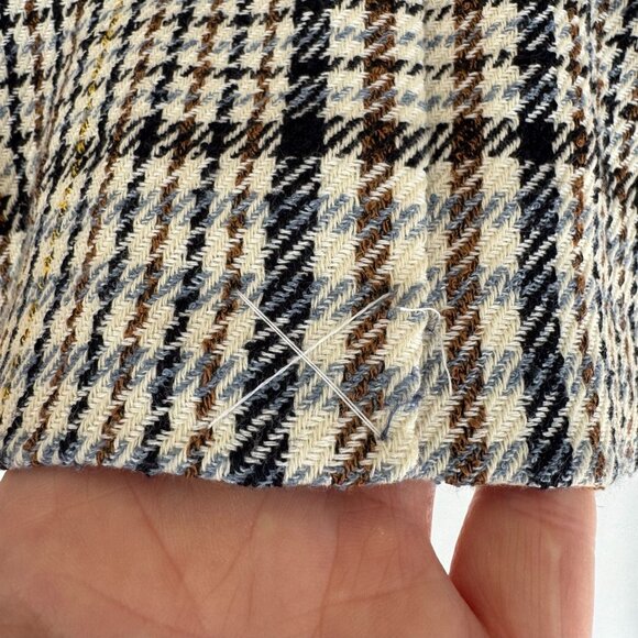 Talbots Petite Brown Ivory Blue Plaid Gold Double Breasted Blazer Size 16 Petite - Picture 10 of 15